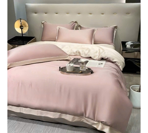 Bộ chăn ga cotton satin hồng phối