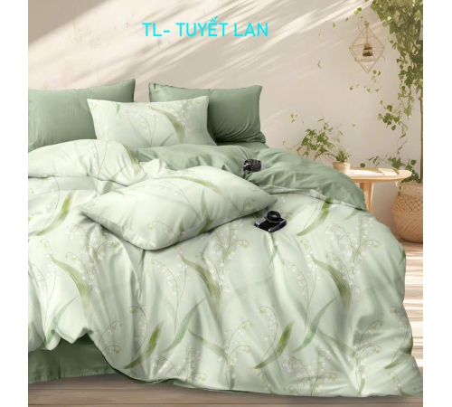 Bộ chăn ga Tencel 50s 2025-tuyết Lan