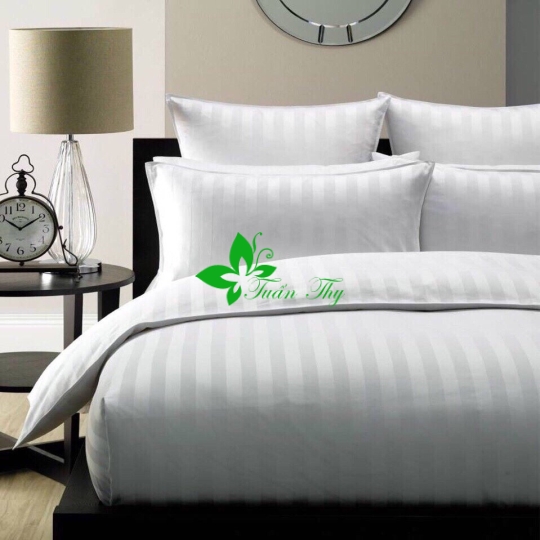 Bộ chăn ga vải sọc 3cm