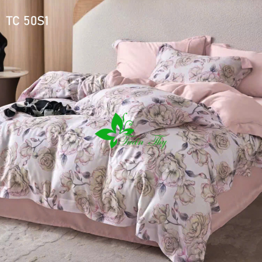 Mã 001 Tencel 60s MONOCHROME FLORAL - hong