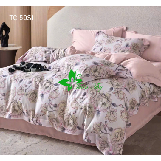 Mã 001 Tencel 60s MONOCHROME FLORAL - hong