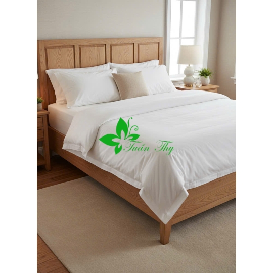 CHĂN GA T200 cvc 50/50 VẢI TRẮNG TRƠN